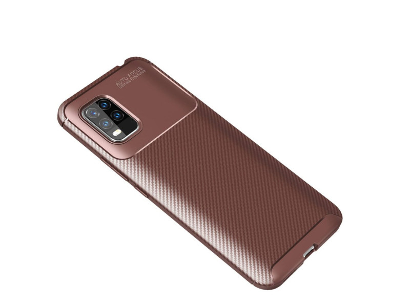 Newface Xiaomi Mi 10 Lite Kılıf Focus Karbon Silikon - Kahverengi