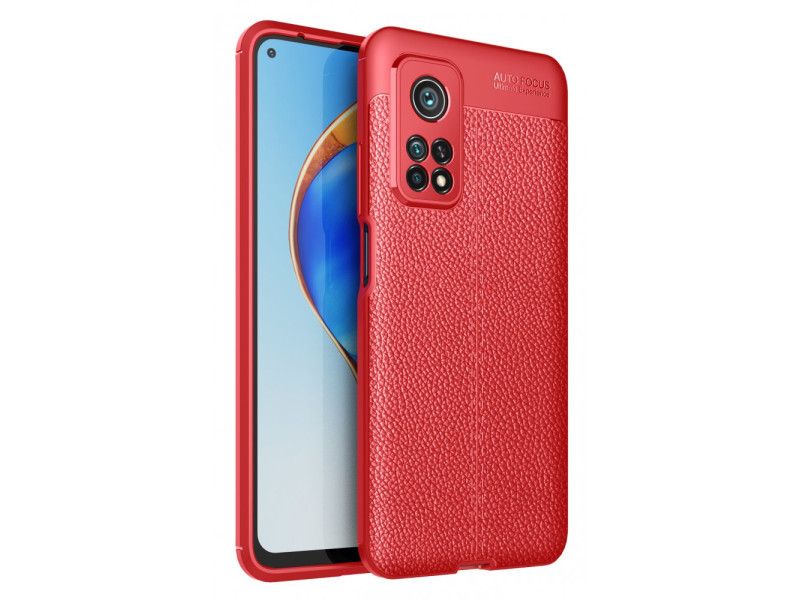 Newface Xiaomi Mi 10T Pro Kılıf Focus Derili Silikon - Kırmızı