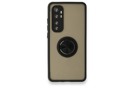 Newface Xiaomi Mi Note 10 Lite Kılıf Montreal Yüzüklü Silikon Kapak - Siyah