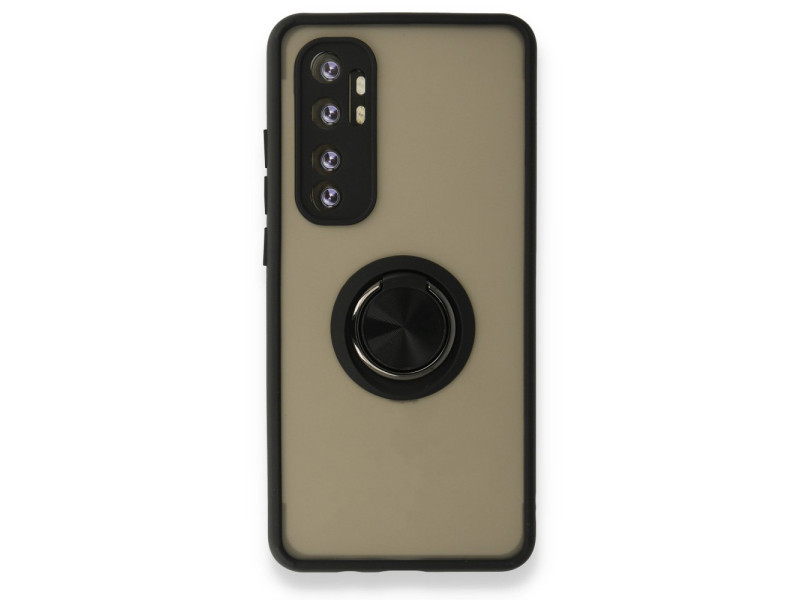 Newface Xiaomi Mi Note 10 Lite Kılıf Montreal Yüzüklü Silikon Kapak - Siyah
