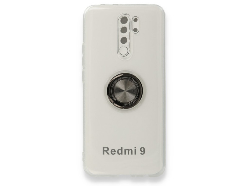 Newface Xiaomi Redmi 9 Kılıf Gros Yüzüklü Silikon - Siyah