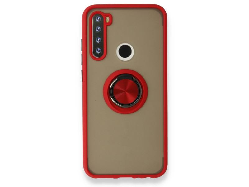Newface Xiaomi Redmi Note 8 Kılıf Montreal Yüzüklü Silikon Kapak - Kırmızı