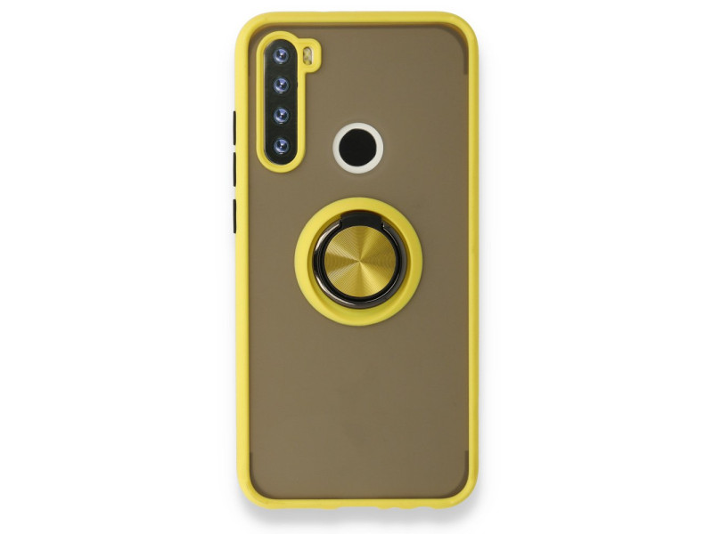 Newface Xiaomi Redmi Note 8 Kılıf Montreal Yüzüklü Silikon Kapak - Sarı