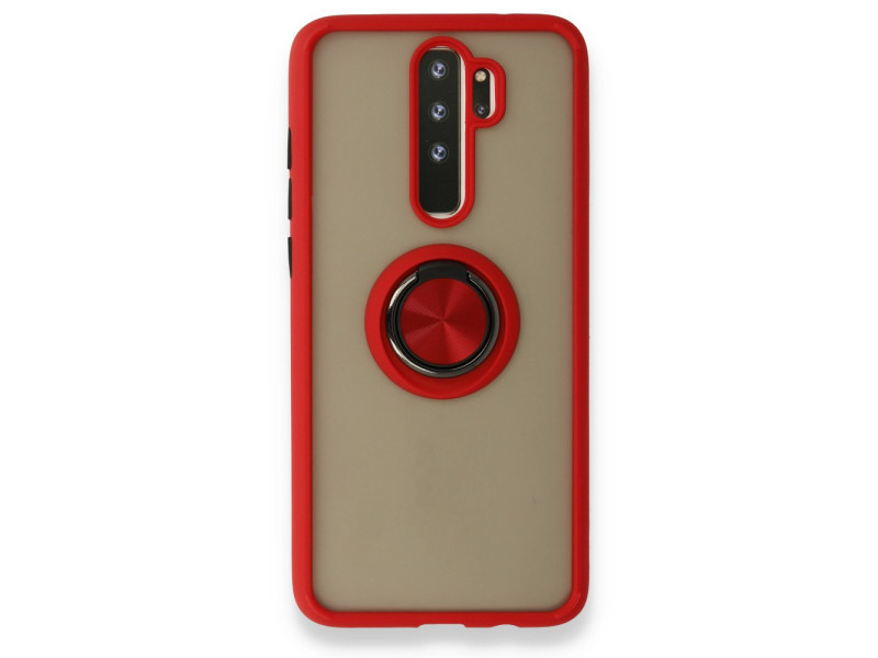 Newface Xiaomi Redmi Note 8 Pro Kılıf Montreal Yüzüklü Silikon Kapak - Kırmızı
