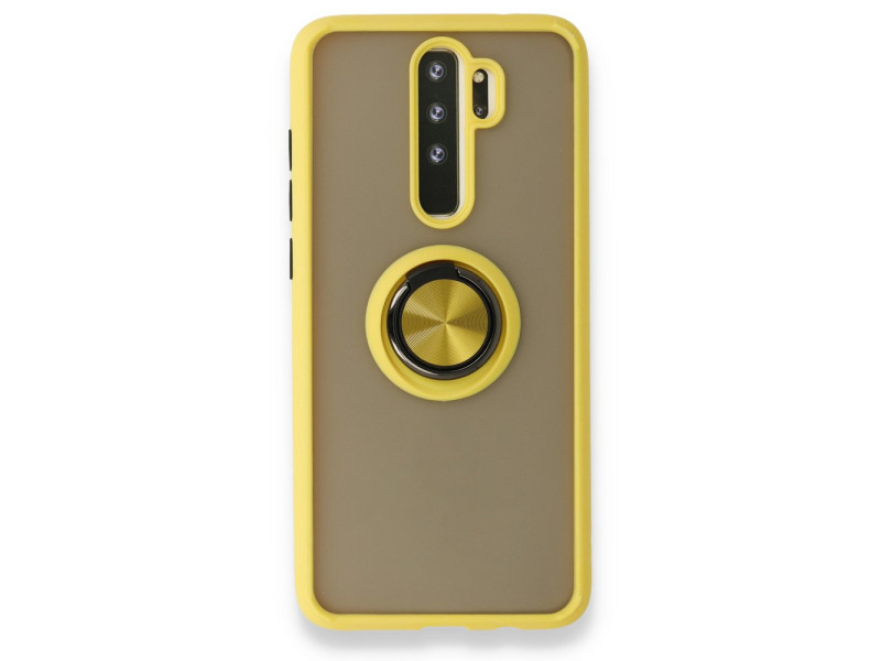 Newface Xiaomi Redmi Note 8 Pro Kılıf Montreal Yüzüklü Silikon Kapak - Sarı