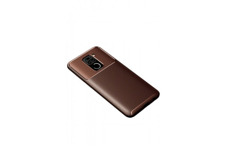 Newface Xiaomi Redmi Note 9 Kılıf Focus Karbon Silikon - Kahverengi