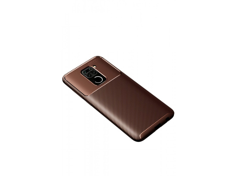 Newface Xiaomi Redmi Note 9 Kılıf Focus Karbon Silikon - Kahverengi