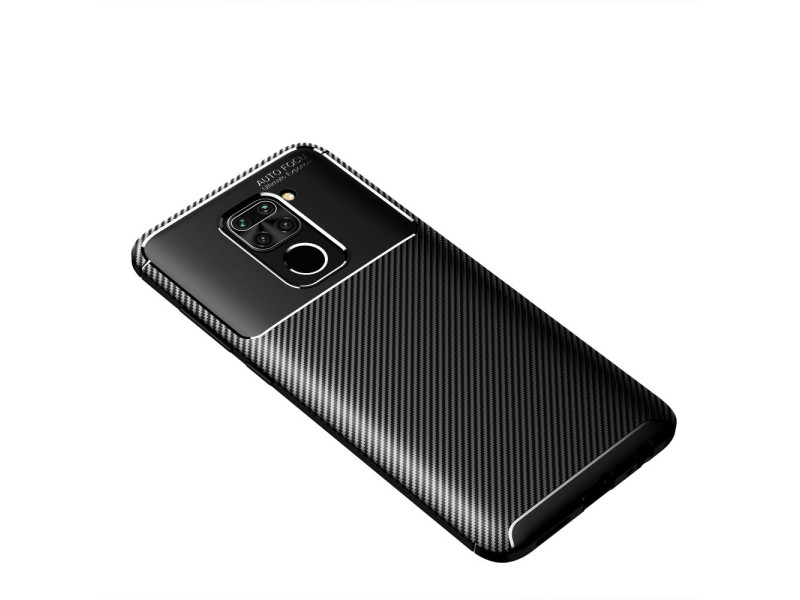 Newface Xiaomi Redmi Note 9 Kılıf Focus Karbon Silikon - Siyah