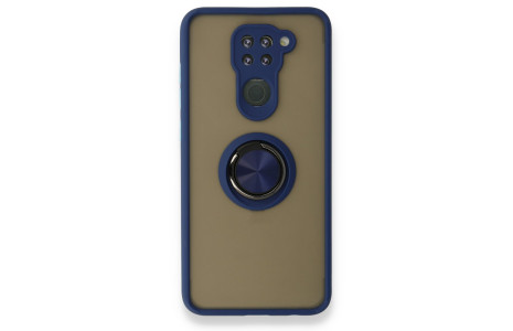 Newface Xiaomi Redmi Note 9 Kılıf Montreal Yüzüklü Silikon Kapak - Lacivert
