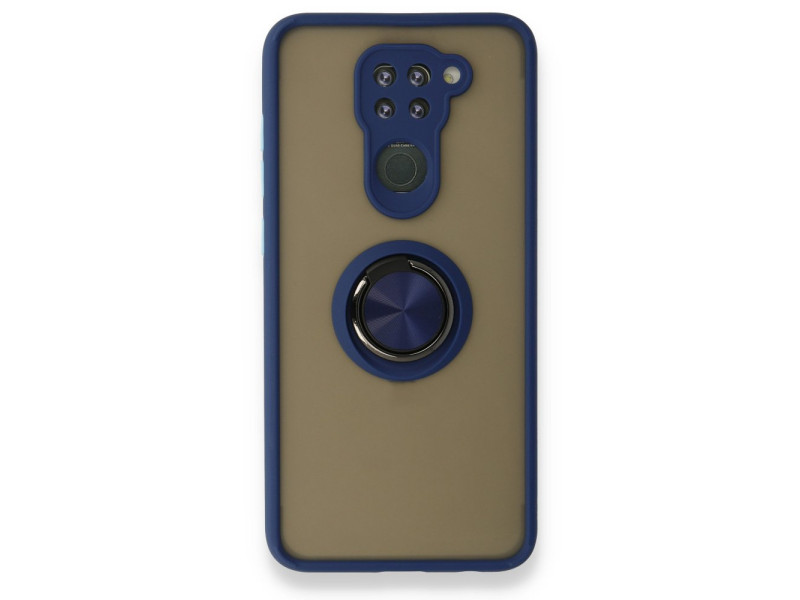 Newface Xiaomi Redmi Note 9 Kılıf Montreal Yüzüklü Silikon Kapak - Lacivert