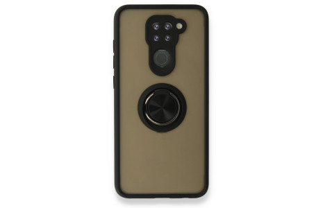 Newface Xiaomi Redmi Note 9 Kılıf Montreal Yüzüklü Silikon Kapak - Siyah