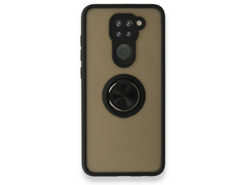 Newface Xiaomi Redmi Note 9 Kılıf Montreal Yüzüklü Silikon Kapak - Siyah