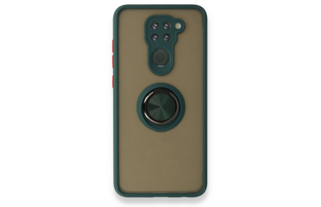 Newface Xiaomi Redmi Note 9 Kılıf Montreal Yüzüklü Silikon Kapak - Yeşil