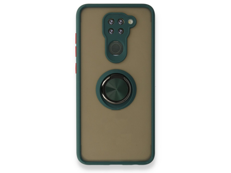 Newface Xiaomi Redmi Note 9 Kılıf Montreal Yüzüklü Silikon Kapak - Yeşil