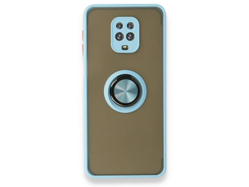 Newface Xiaomi Redmi Note 9 Pro Kılıf Montreal Yüzüklü Silikon Kapak - Buz Mavi