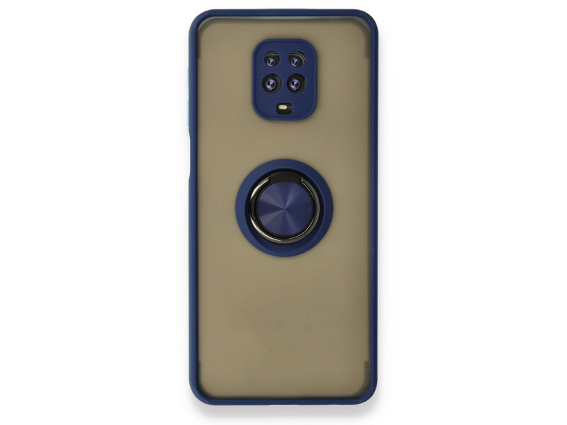 Newface Xiaomi Redmi Note 9 Pro Kılıf Montreal Yüzüklü Silikon Kapak - Lacivert