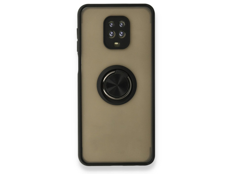 Newface Xiaomi Redmi Note 9 Pro Kılıf Montreal Yüzüklü Silikon Kapak - Siyah