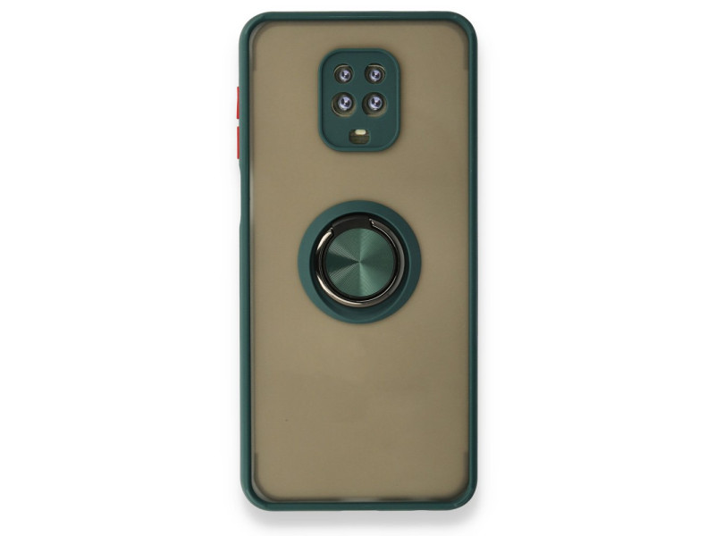 Newface Xiaomi Redmi Note 9 Pro Kılıf Montreal Yüzüklü Silikon Kapak - Yeşil