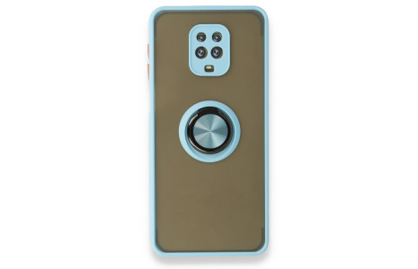 Newface Xiaomi Redmi Note 9S Kılıf Montreal Yüzüklü Silikon Kapak - Buz Mavi