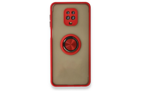 Newface Xiaomi Redmi Note 9S Kılıf Montreal Yüzüklü Silikon Kapak - Kırmızı