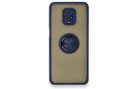 Newface Xiaomi Redmi Note 9S Kılıf Montreal Yüzüklü Silikon Kapak - Lacivert