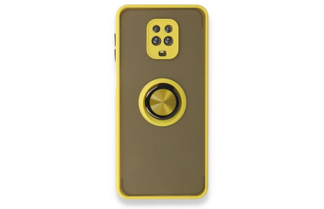 Newface Xiaomi Redmi Note 9S Kılıf Montreal Yüzüklü Silikon Kapak - Sarı