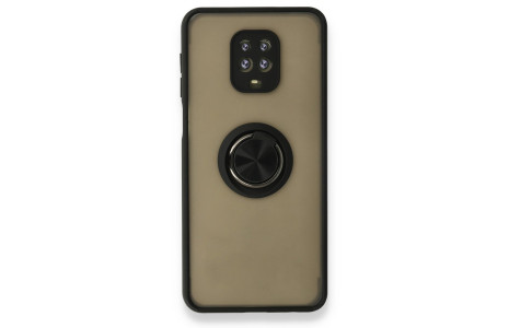 Newface Xiaomi Redmi Note 9S Kılıf Montreal Yüzüklü Silikon Kapak - Siyah