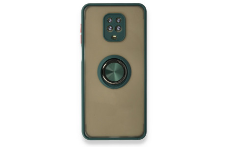 Newface Xiaomi Redmi Note 9S Kılıf Montreal Yüzüklü Silikon Kapak - Yeşil