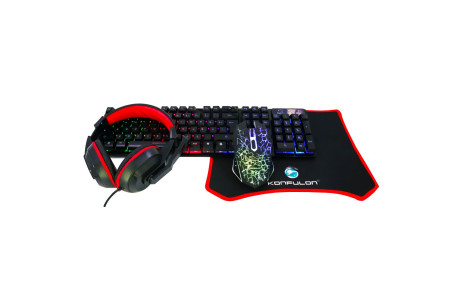 Konfulon GY102 Türkçe Q RGB Işıklı Gaming Klavye Mouse MousePad Oyuncu Kulaklığı 4in1 Set