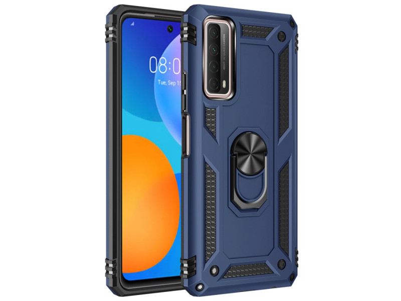 Newface Huawei P Smart 2021 Kılıf Sofya Yüzüklü Silikon Kapak - Lacivert