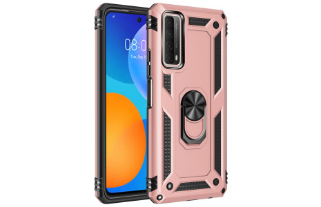 Newface Huawei P Smart 2021 Kılıf Sofya Yüzüklü Silikon Kapak - Rose