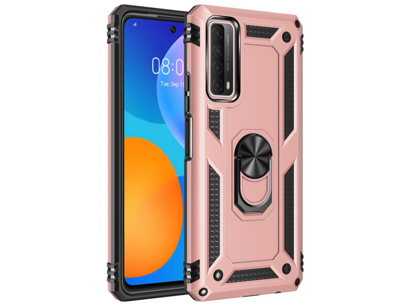 Newface Huawei P Smart 2021 Kılıf Sofya Yüzüklü Silikon Kapak - Rose