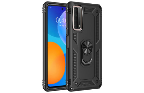 Newface Huawei P Smart 2021 Kılıf Sofya Yüzüklü Silikon Kapak - Siyah