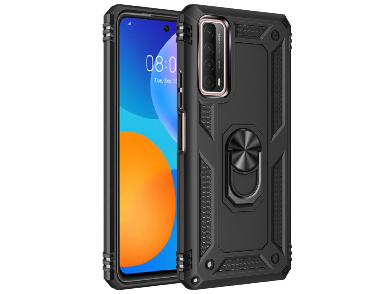 Newface Huawei P Smart 2021 Kılıf Sofya Yüzüklü Silikon Kapak - Siyah