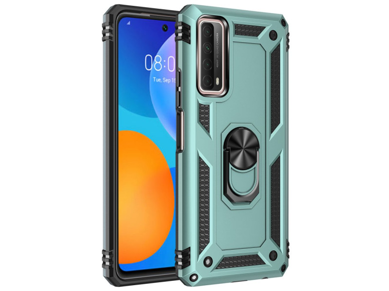 Newface Huawei P Smart 2021 Kılıf Sofya Yüzüklü Silikon Kapak - Yeşil