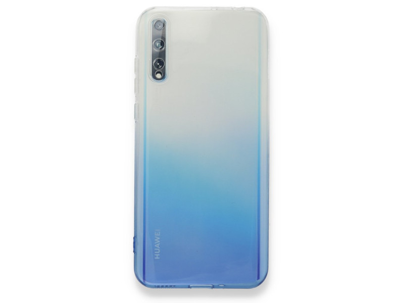 Newface Huawei P Smart S Kılıf Lüx Çift Renkli Silikon - Mavi