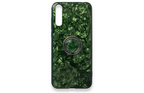 Newface Huawei P Smart S Kılıf Marble Yüzüklü Silikon - Yeşil