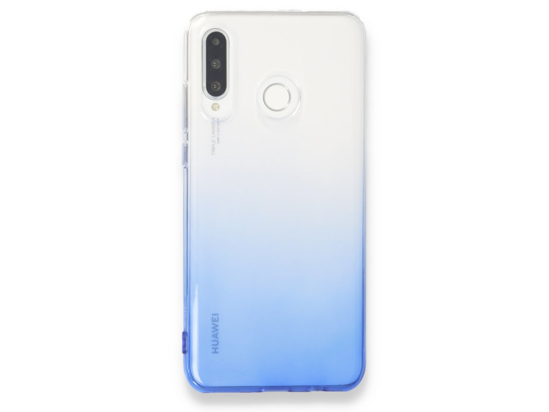 Newface Huawei P30 Lite Kılıf Lüx Çift Renkli Silikon - Mavi