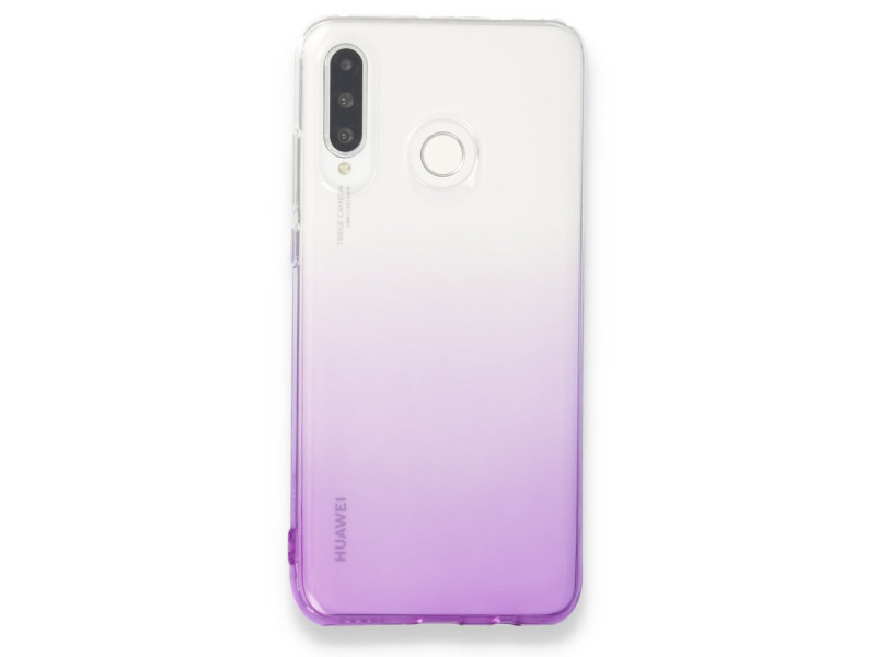 Newface Huawei P30 Lite Kılıf Lüx Çift Renkli Silikon - Mor