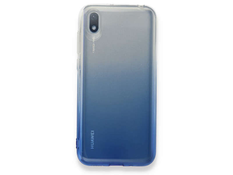 Newface Huawei Y5 2019 Kılıf Lüx Çift Renkli Silikon - Mavi