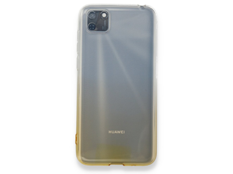 Newface Huawei Y5P Kılıf Lüx Çift Renkli Silikon - Sarı