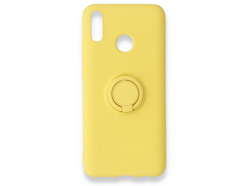 Newface Huawei Y9 2019 Kılıf Viktor Yüzüklü Silikon - Sarı