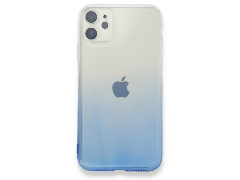 Newface iPhone 11 Kılıf Lüx Çift Renkli Silikon - Mavi