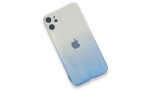 Newface iPhone 11 Kılıf Lüx Çift Renkli Silikon - Mavi