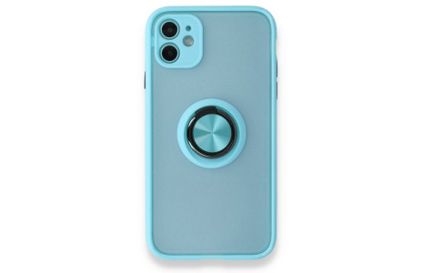 Newface iPhone 11 Kılıf Montreal Yüzüklü Silikon Kapak - Buz Mavi