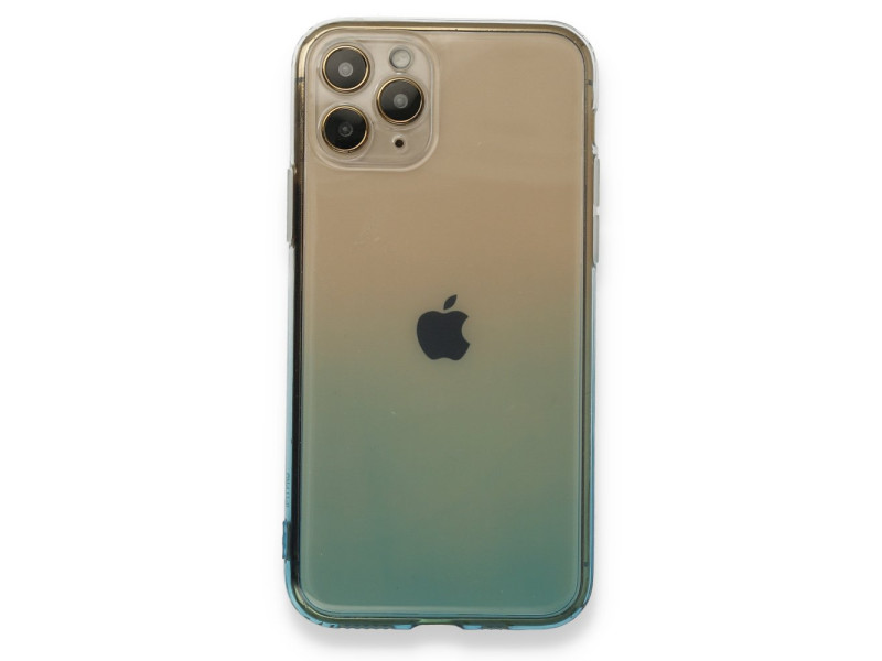 Newface iPhone 11 Pro Kılıf Lüx Çift Renkli Silikon - Mavi