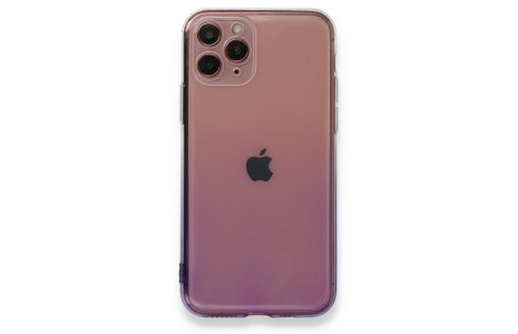 Newface iPhone 11 Pro Kılıf Lüx Çift Renkli Silikon - Pembe