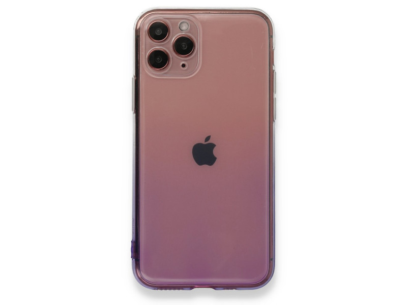 Newface iPhone 11 Pro Kılıf Lüx Çift Renkli Silikon - Pembe