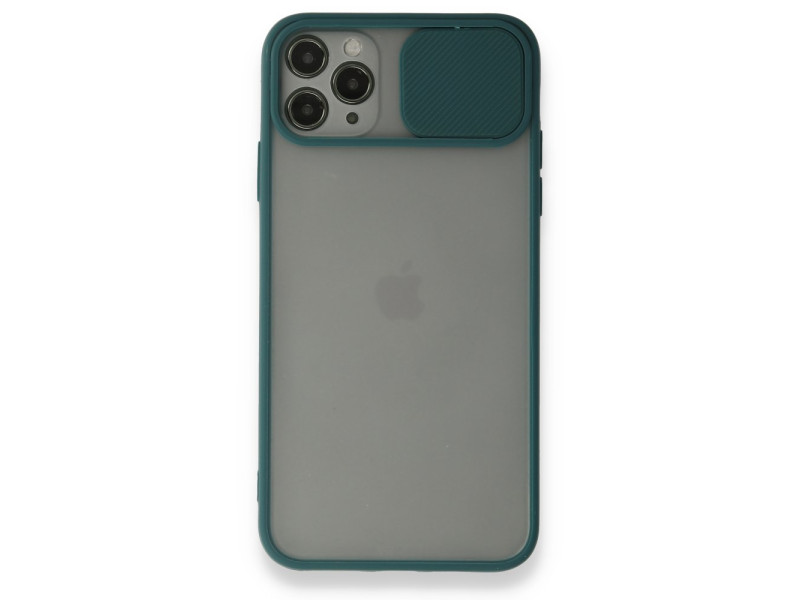 Newface iPhone 11 Pro Kılıf Palm Buzlu Kamera Sürgülü Silikon - Yeşil