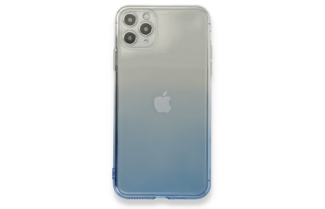 Newface iPhone 11 Pro Max Kılıf Lüx Çift Renkli Silikon - Mavi